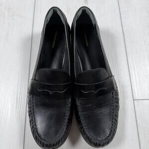 Reformation Ani Runched Nappa Leather Penny Loafer Black Women's 9 Chic